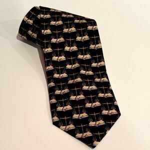 Bally "Scales of Justice"  Navy and Cream Silk Tie